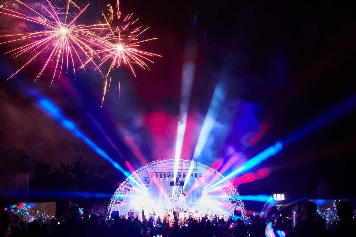 Fireworks above Lichfield Proms in Beacon Park